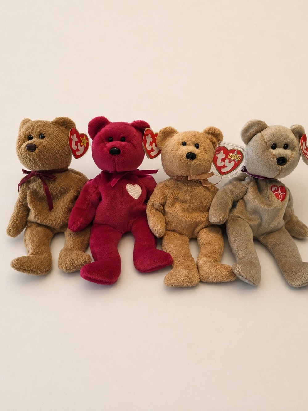 Ty Beanie Babies Bear Lot Curly Valentina Cashew Signature Vintage 90s Collector